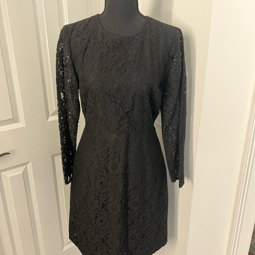 J. Crew Black Long Sleeve Lace Dress